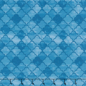 Harvest Delight - Scallops Blue Yardage