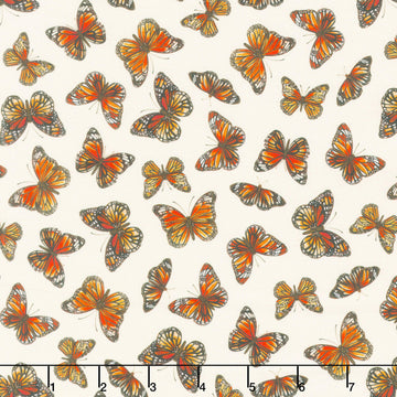 Monarch Meadow - Butterfly Toss Cream Yardage