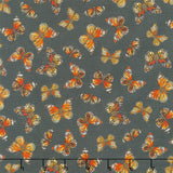 Monarch Meadow - Butterfly Toss Black Yardage
