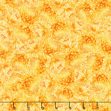 Monarch Meadow - Packed Chrysanthemum Yellow Yardage