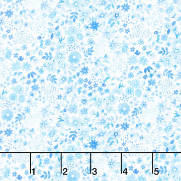Indigo Lane - Floral Field White Yardage