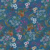 Growing in Color - Small Floral Denim Yardage