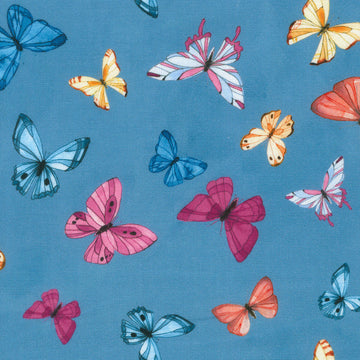 Growing in Color - Butterflies Denim Yardage
