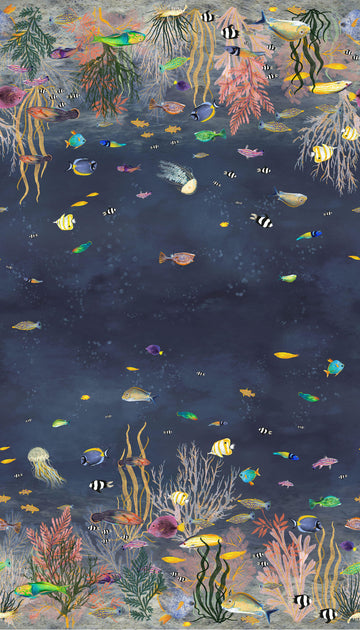 Deep Blue - Ocean Flow Deep Blue Yardage