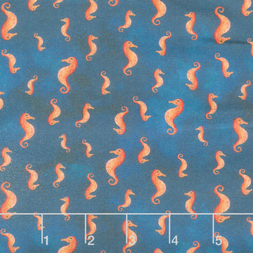 Deep Blue - Seahorses Deep Blue Yardage