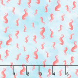 Deep Blue - Seahorses Aqua Yardage