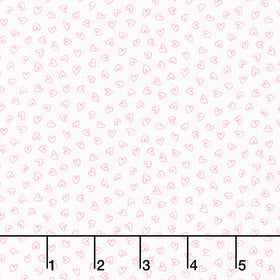 Twirling Tutus - Open Hearts White/Pink Yardage