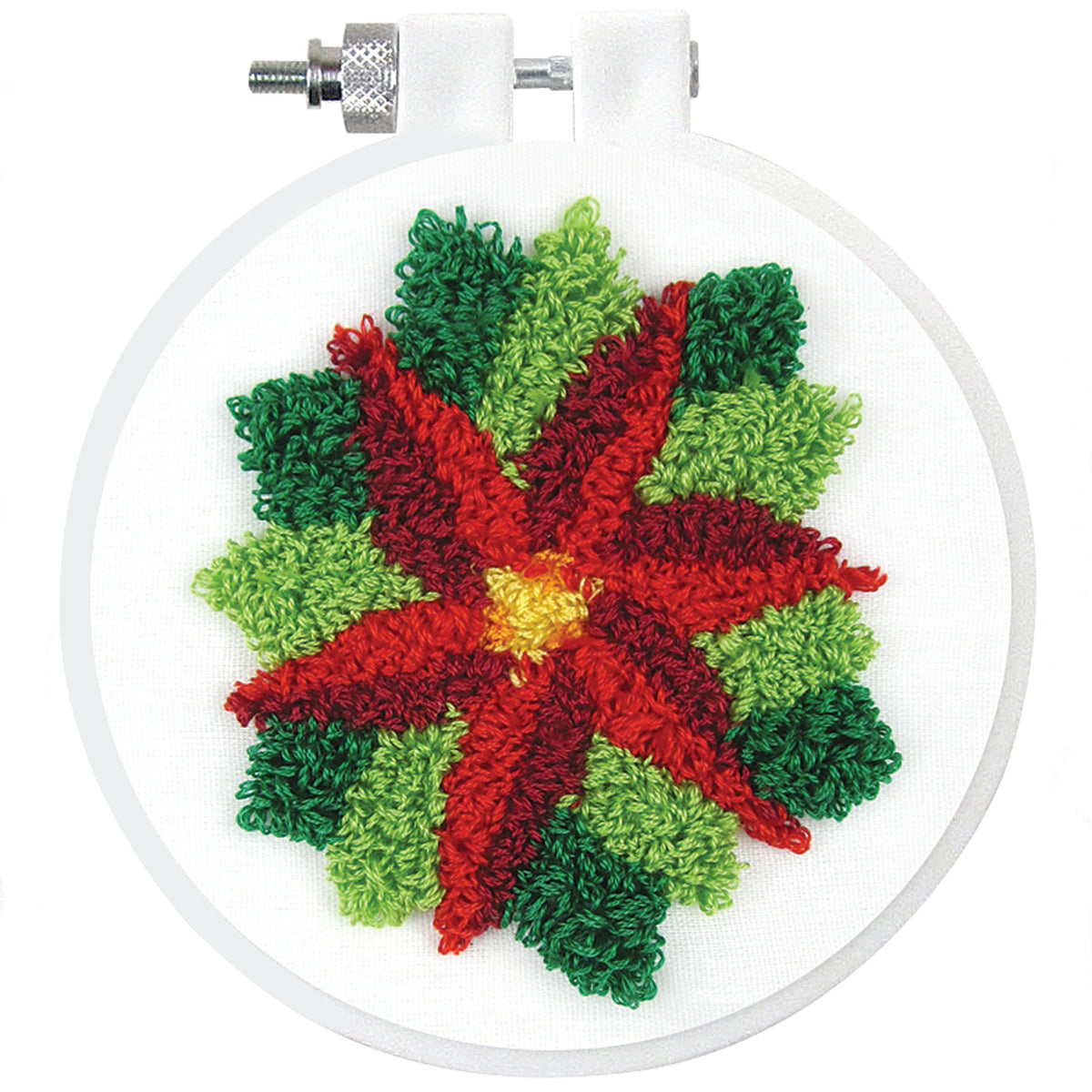 Poinsettia Punch Needle Embroidery Kit