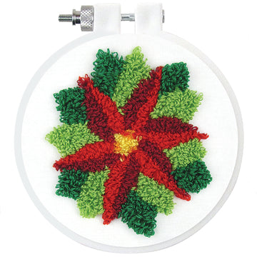 Poinsettia Punch Needle Embroidery Kit