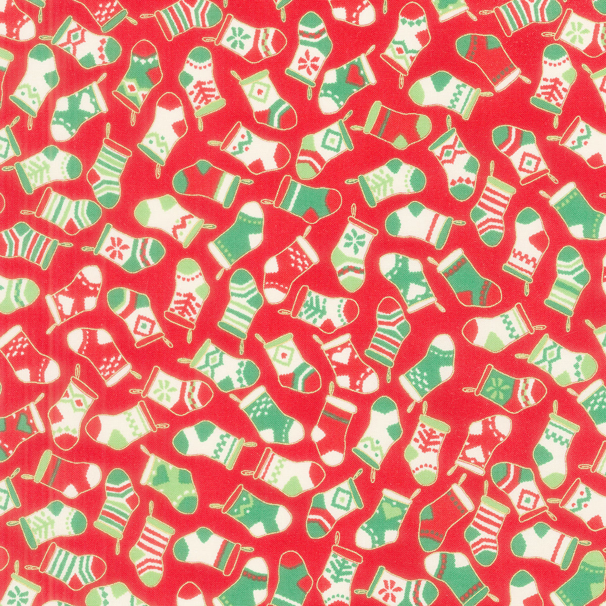 Holiday Charms - Holiday ColorstoryStockings Crimson Yardage Primary Image