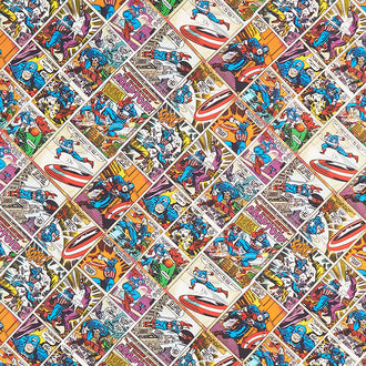Marvel - Captain America Comic Frames Tan Yardage
