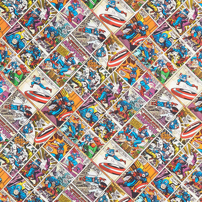 Marvel - Captain America Comic Frames Tan Yardage