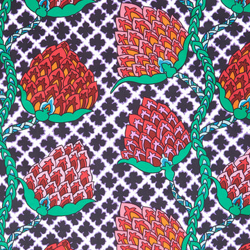 Kaffe Fassett Collective - February 2024 - Dark ColorwayPaisley Flower - Contrast Yardage Primary Image