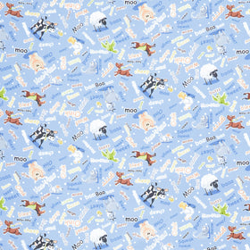 Barnyard Blues - Farm Animal Noises Denim Yardage Primary Image