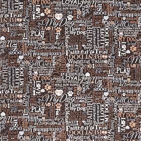 Dogs - I Love My Dog Text Black Yardage