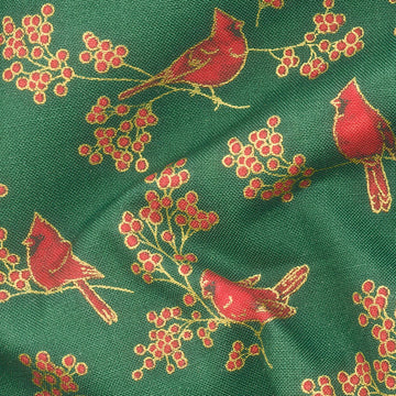 Holiday Charms - Birds Green Metallic Yardage Alternative View #1