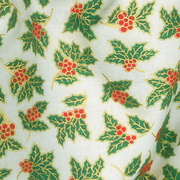 Holiday Charms - Holly Ivory Metallic Yardage